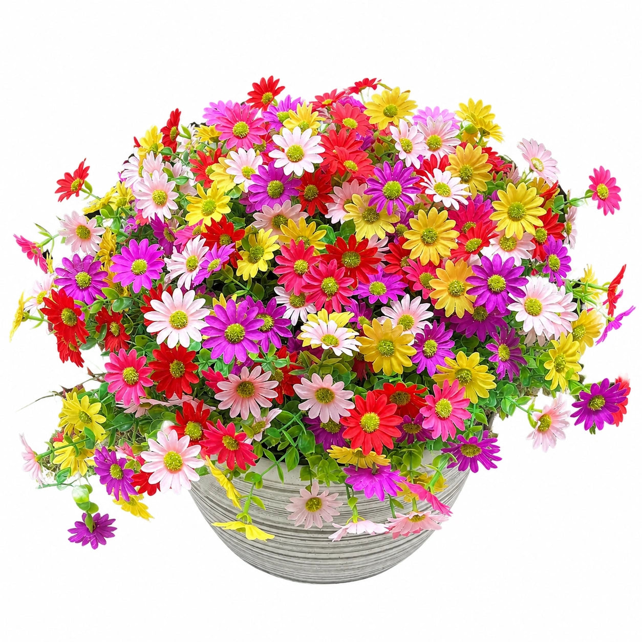 Fiori Artificiali Margherite Multicolori con Vaso