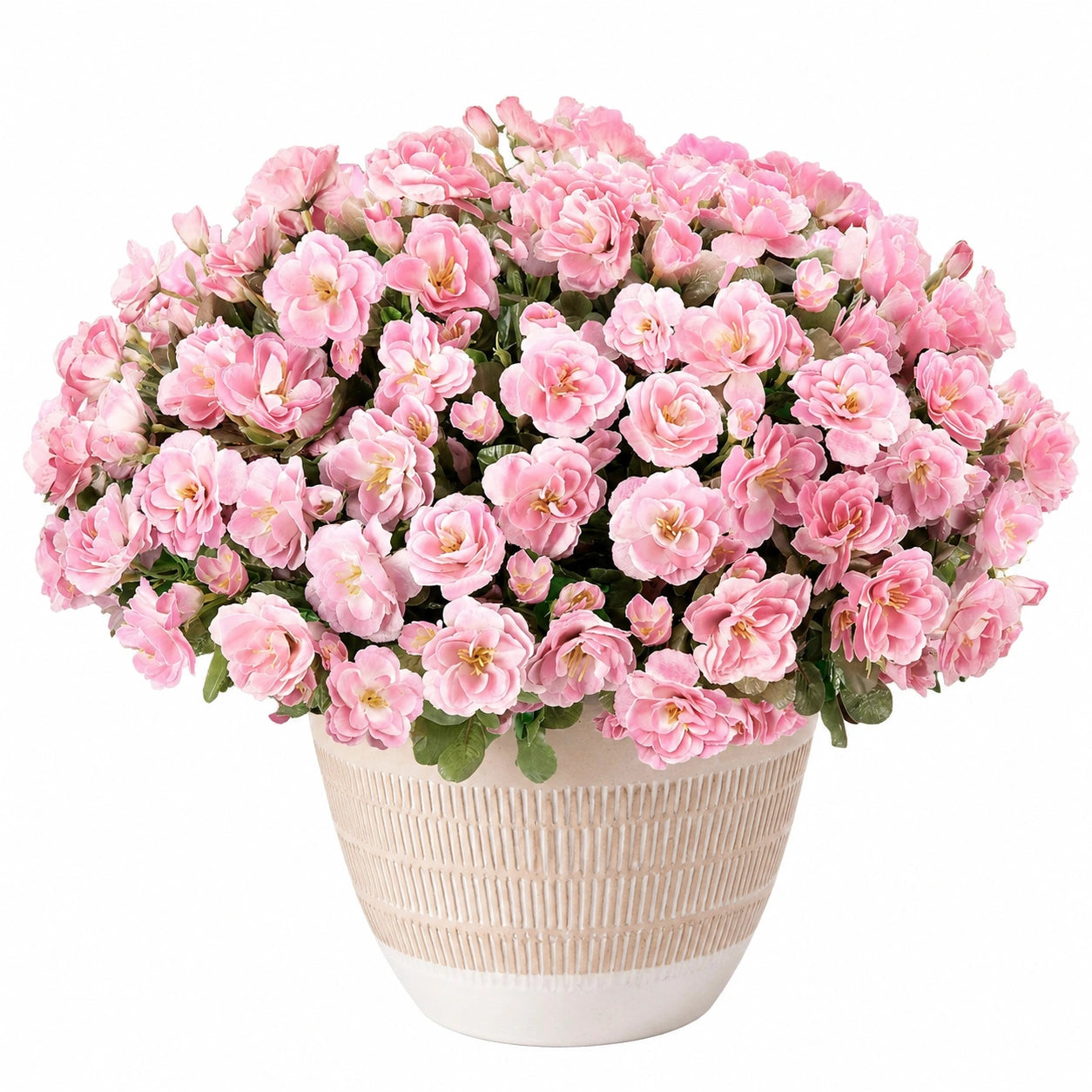 Composizione di Begonie Artificiali Rosa in Vaso Decorativo