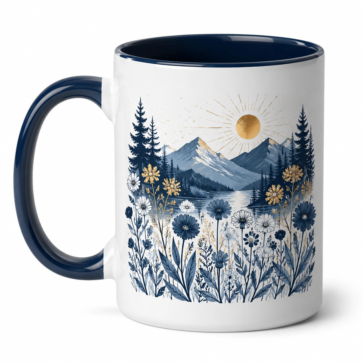 Tazza in Ceramica con Design Montano e Fiori