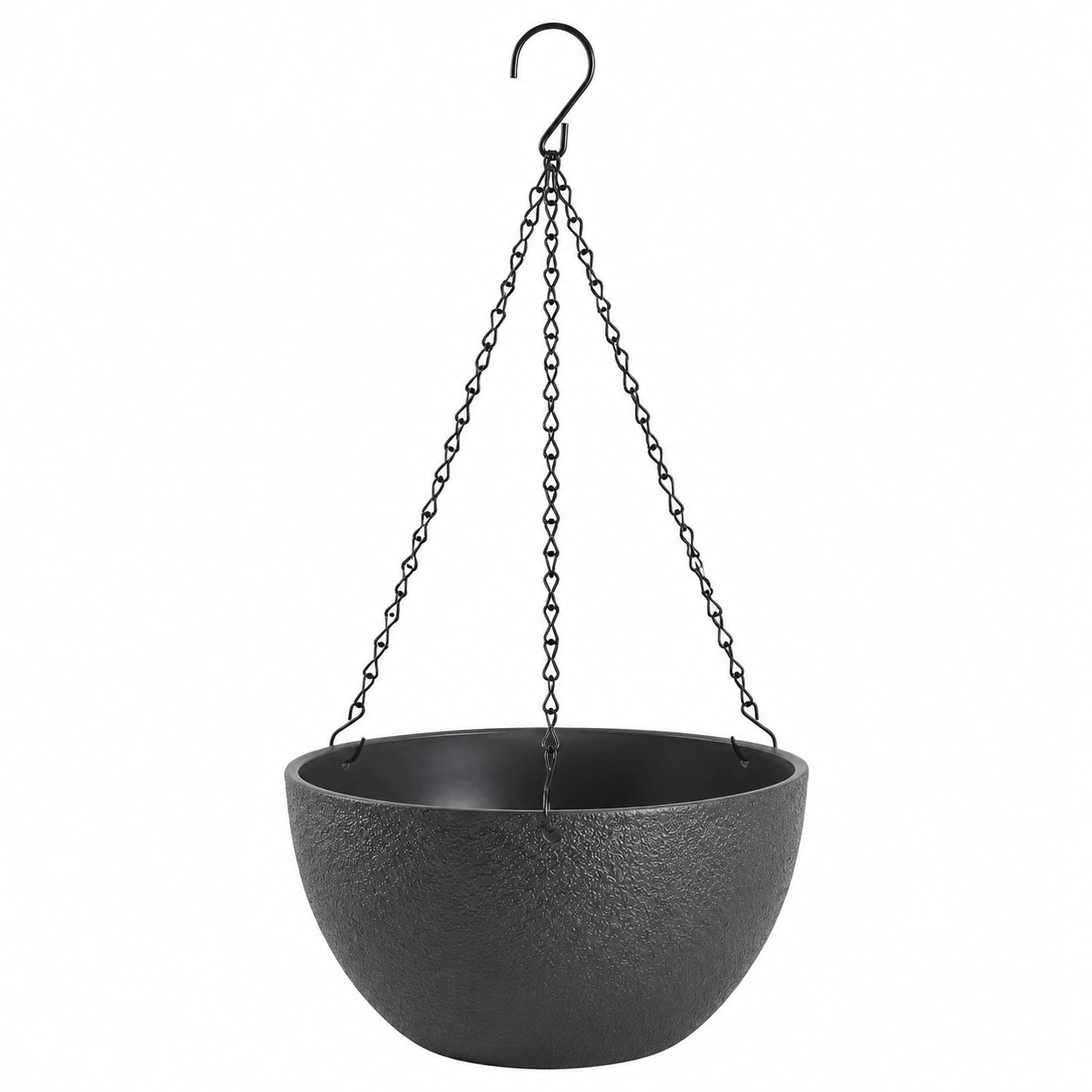 Vaso Sospeso Nero per Piante da Giardino Ø25 cm